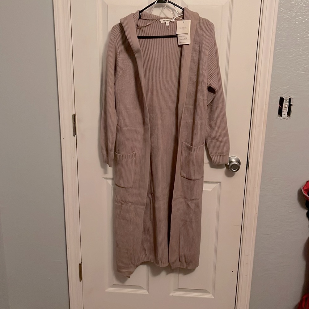 Thick brown hooded cardigan s/m